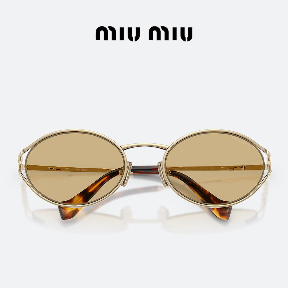 미우미우 로고 선글라스 MIUMIU MU52YS ZVN10R 페일 골드 메탈 무테 - 상세 이미지 5