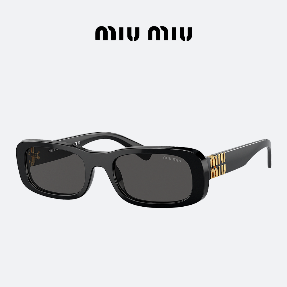 미우미우 선글라스 MIUMIU MU08ZS 1AB5S0 블랙 사각 뿔테 - 상세 이미지 2