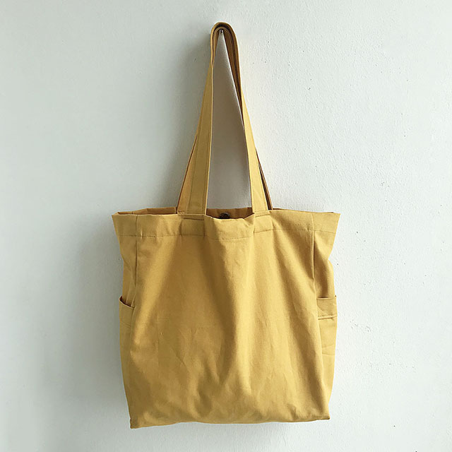 보부상에코백 무지캔버스백 포켓 숄더백 마카롱에코백 머스타드
