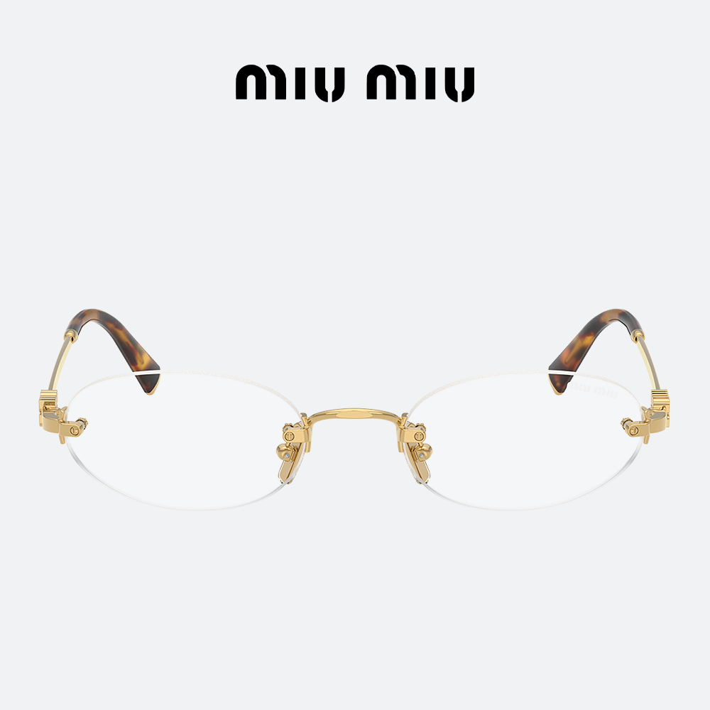 미우미우 로고 안경 MIUMIU MUA54S 5AK08N 골드 메탈 무테 - 상품 이미지