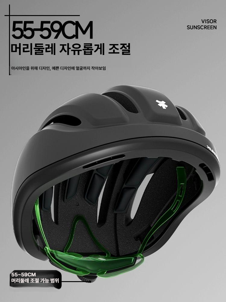 헬멧 하이바 자전거 사이클링 통기성 산악 도로 자외선 차단 장비 모자형 만무흑 항균 통기성 안감 탈부착 차양 모자챙 - 상세 이미지 3