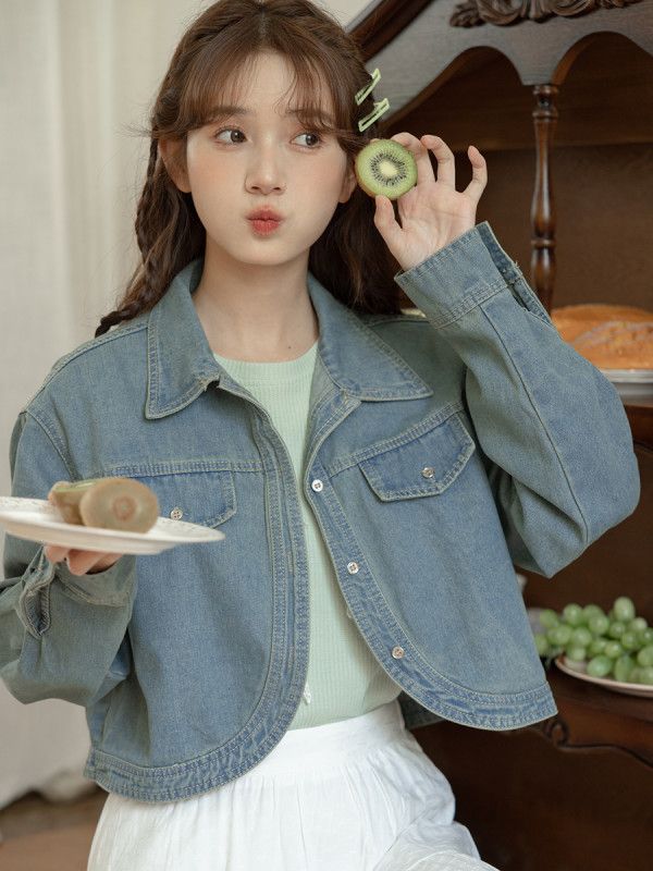 여성 데님 셔츠 재킷 루즈핏 캐주얼 자켓 가을용 데일리 스타일 편안한 착용감 모던한 디자인 데님 코디 청자켓 - 상세 이미지 4