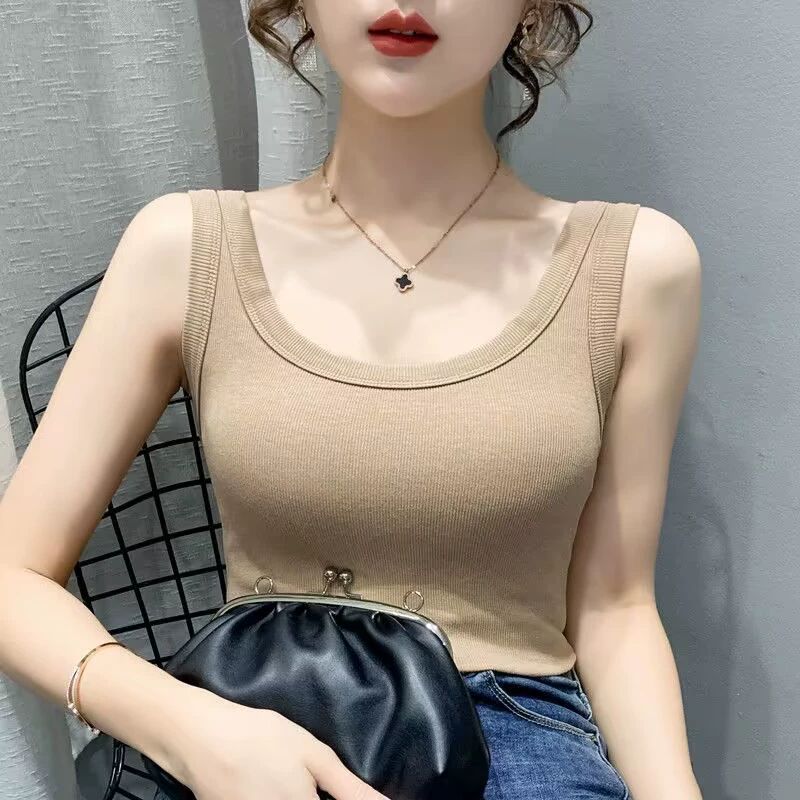 나시 여성 민소매 유넥 상의 티츠 민소매 연두 - 상세 이미지 4