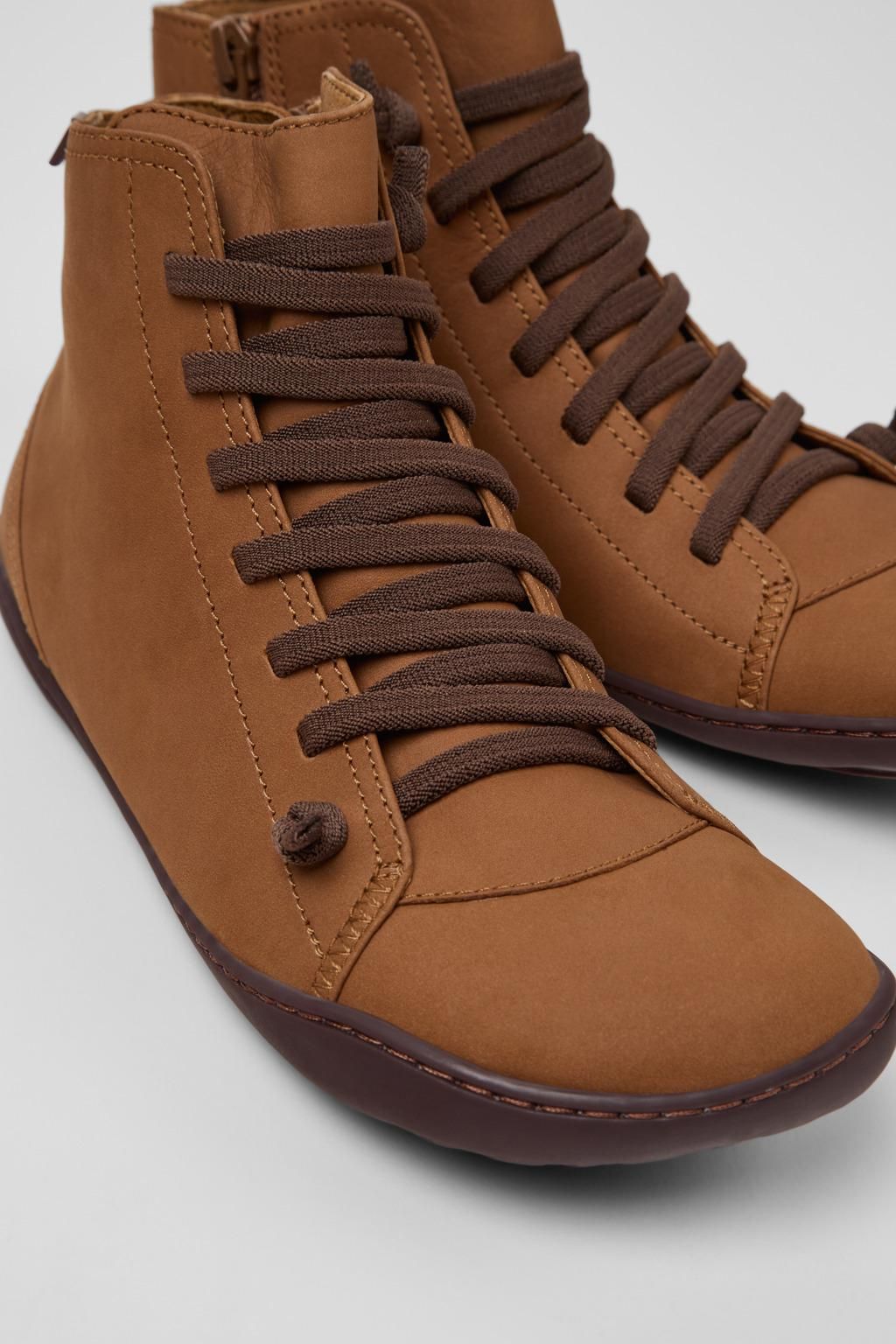 캠퍼 브라운 여성 리사이클 레더 미들부츠 Peu K400509-026 BROWN - 상세 이미지 2