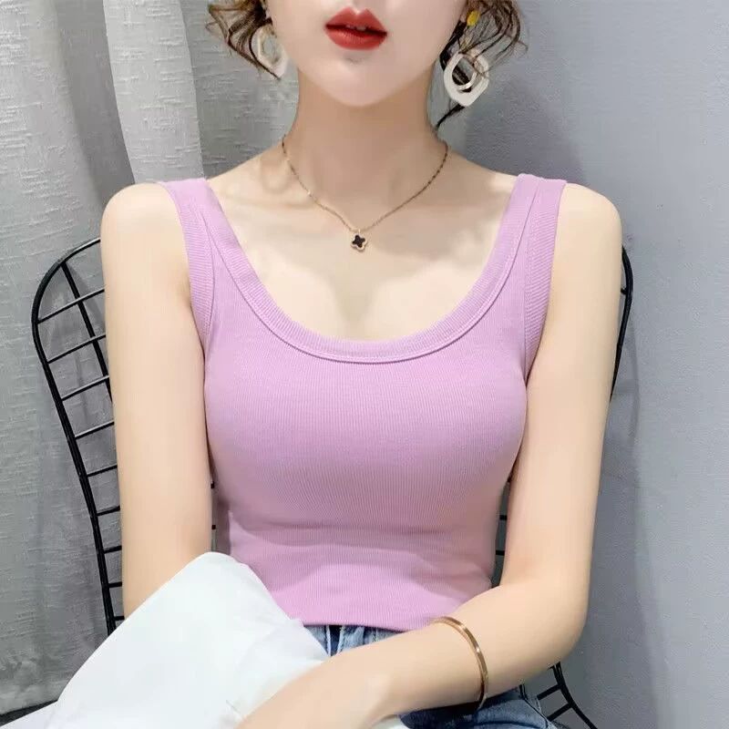 나시 여성 민소매 유넥 상의 티츠 민소매 연두 - 상세 이미지 2
