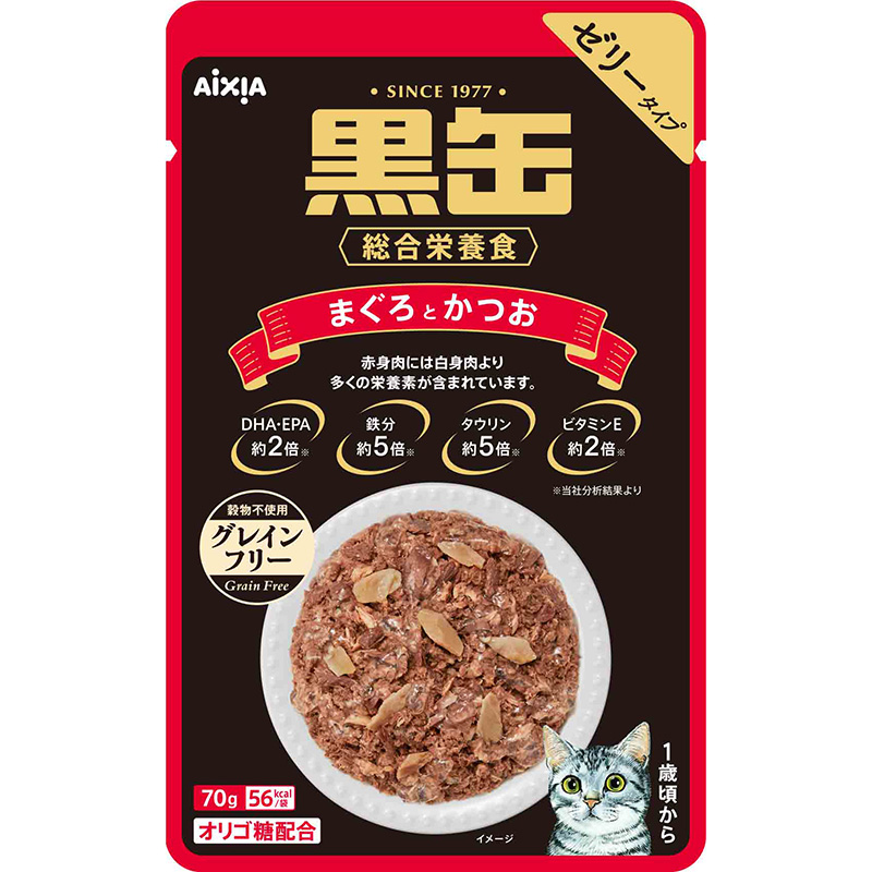 일본 참치와 가다랑어 아이시아 흑관 파우치 70g 고양이사료 - 메인 이미지