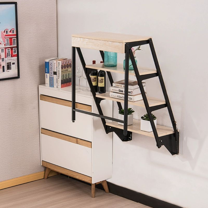 벽걸이 접이식식탁 벽부형 카페 다용도 벽부착 수납 식탁 블랙 메이플 색상 4겹 125x60 - 상세 이미지 4