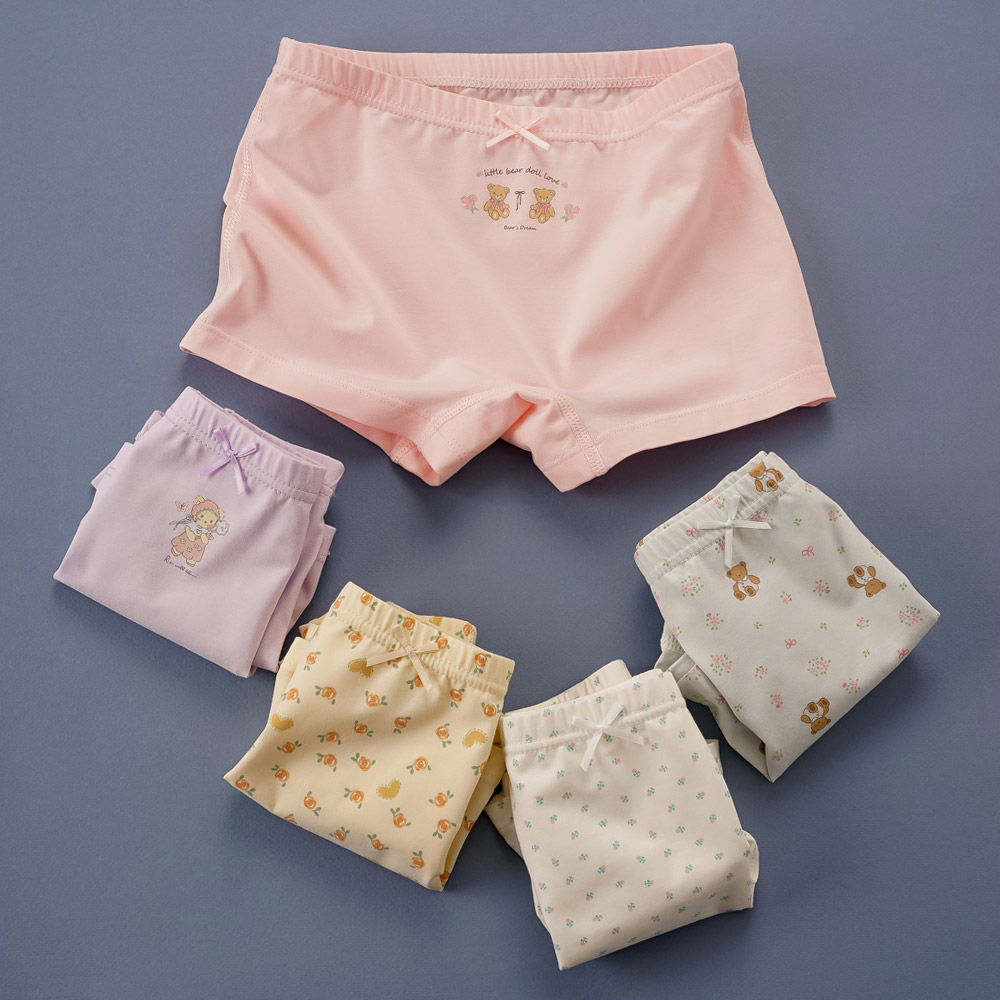 [빌도르] 곰인형 5매 여아 드로즈 사각 아동 키즈 어린이 팬티 세트