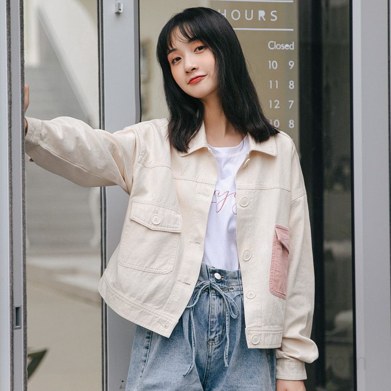 여성 가을 루즈핏 숏코트 간절기 컬러매칭 자켓 스타일리시한 데일리 재킷 모던한 디자인 편안한 착용감 트렌디한 아우터 - 상세 이미지 4