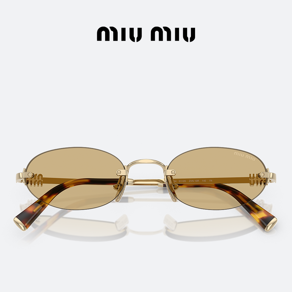 미우미우 로고 선글라스 MIUMIU MUA54S ZVN10R 페일골드 메탈 무테 틴트 - 상세 이미지 5