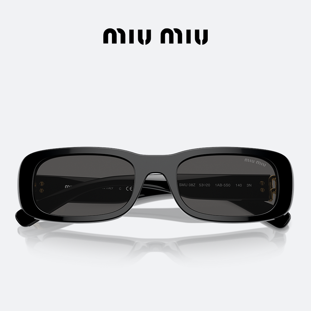 미우미우 선글라스 MIUMIU MU08ZS 1AB5S0 블랙 사각 뿔테 - 상세 이미지 3