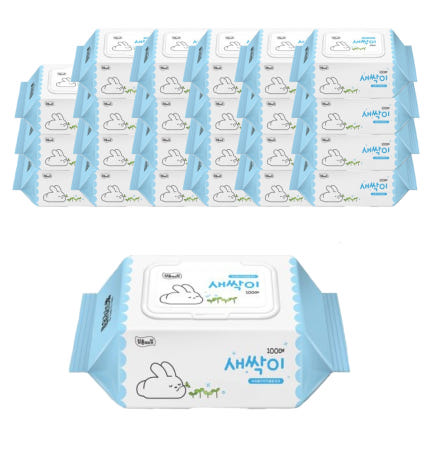 잘풀리는집 새싹이 도톰한 물티슈 캡형 100매 x 20개