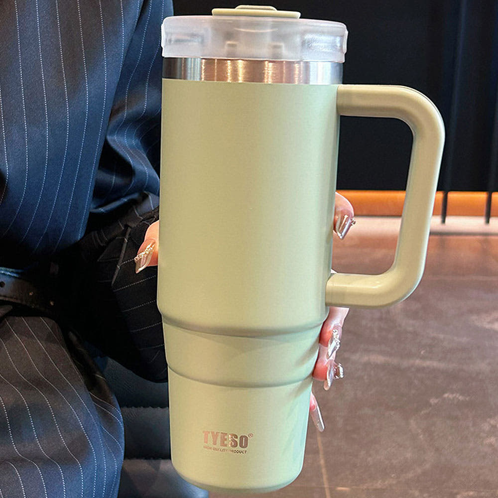 대용량 텀블러 퀜처 빨대 대용량 손잡이텀블러 900ml 스텐 보온 보냉 차량용 운동 이미지 6