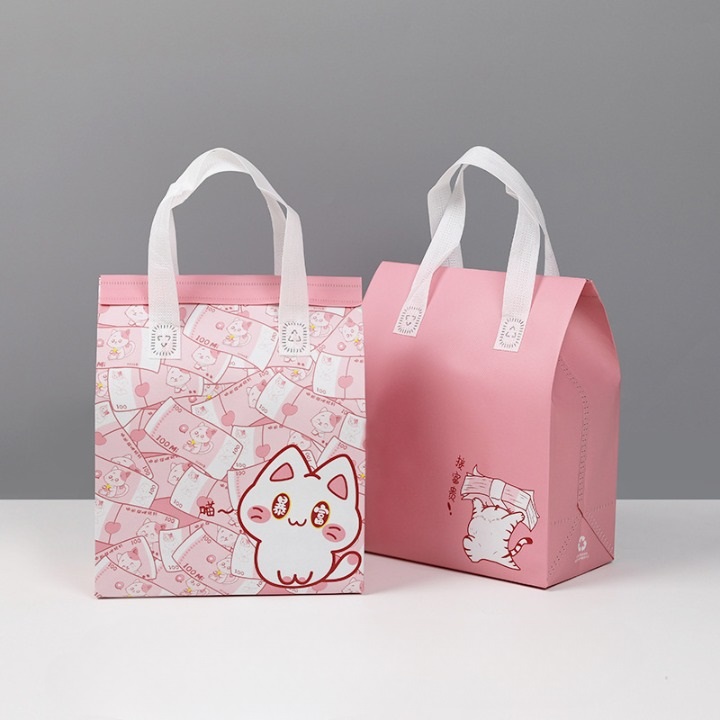고양이 테이크아웃 보냉백 싱글 소 중 택1 일회용 은박 점심도시락 보온쿨러백 런치 캠핑