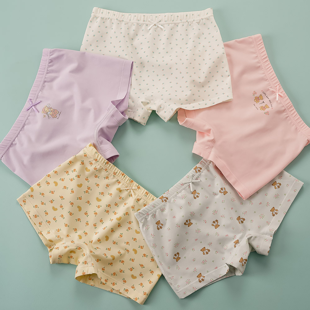[빌도르] 곰인형 5매 여아 드로즈 사각 아동 키즈 어린이 팬티 세트
