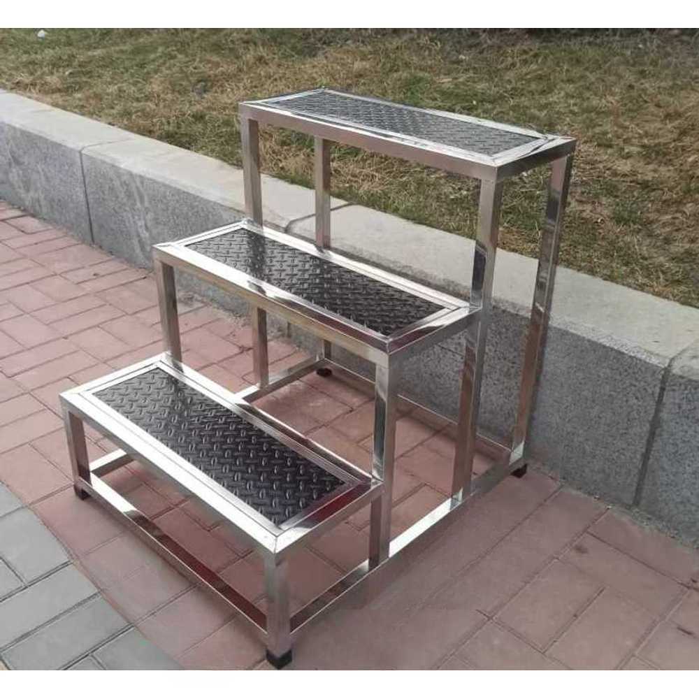 야외 계단 작업대 스테인레스 미끄럼방지 키높이 현장 69x69cm - 상품 이미지