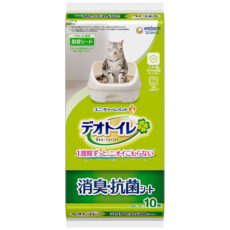 일본 고양이 유니참 데오토일렛 탈취 항균 시트 10매 - 메인 이미지