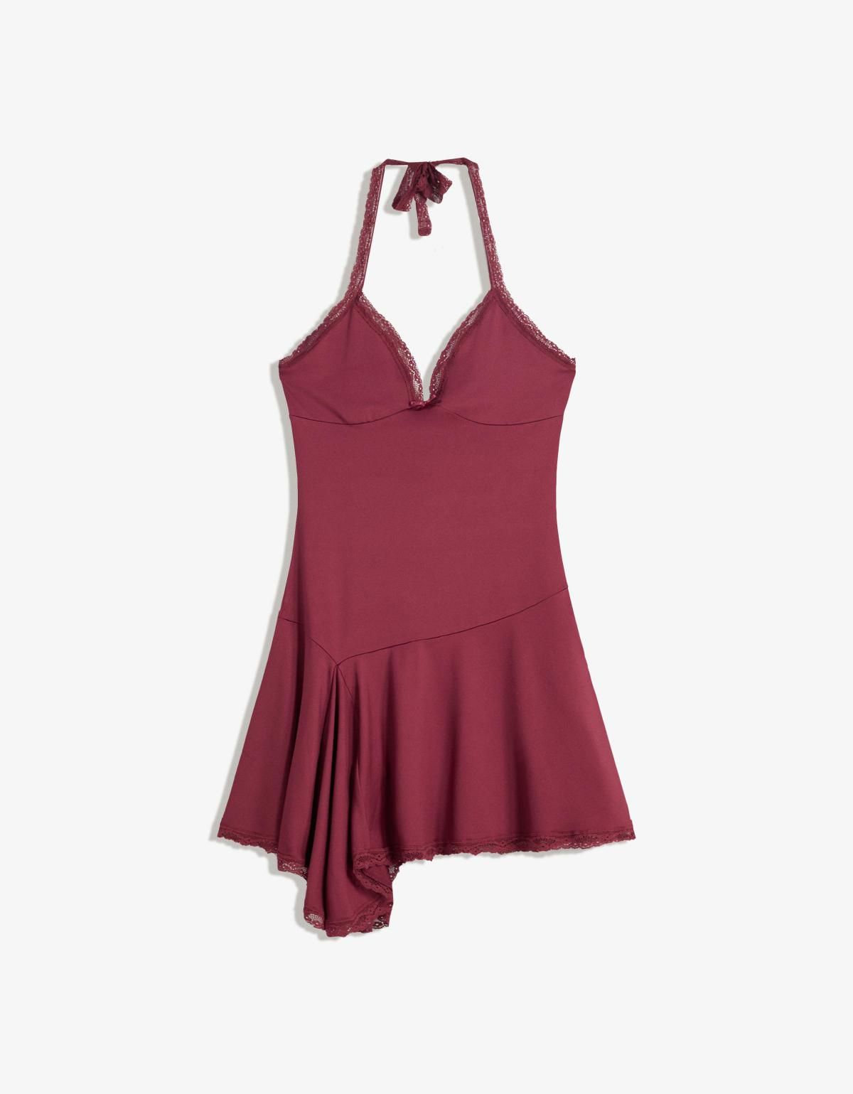버쉬카 레이스 스트랩 미니 원피스 5758/360 BURGUNDY - 메인 이미지