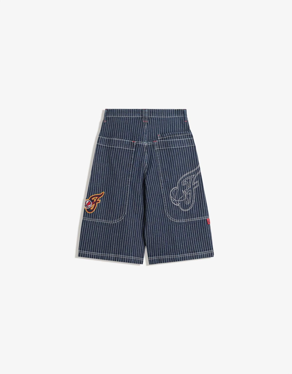 버쉬카 스트라이프 데님 스케이터 버뮤다 쇼츠 8311/335 NAVY - 상세 이미지 5