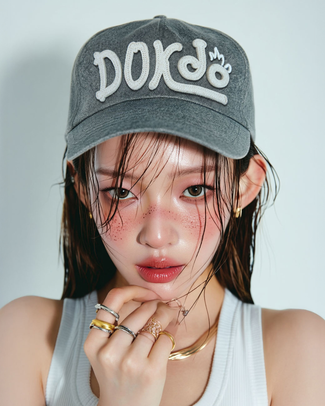 싱클레어 독도 빈티지 펠트 레터링 볼캡 워싱 그레이 스트릿 캐주얼 빅사이즈 남여 야구 모자 스냅백 - 상세 이미지 4