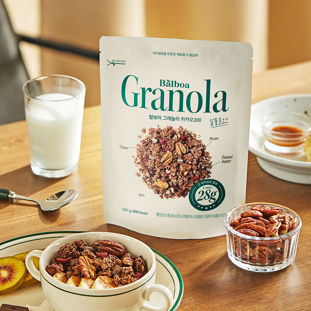 발보아 그래놀라 시리얼 200g 통곡물 카카오 흑임자 혼합 3개/6개