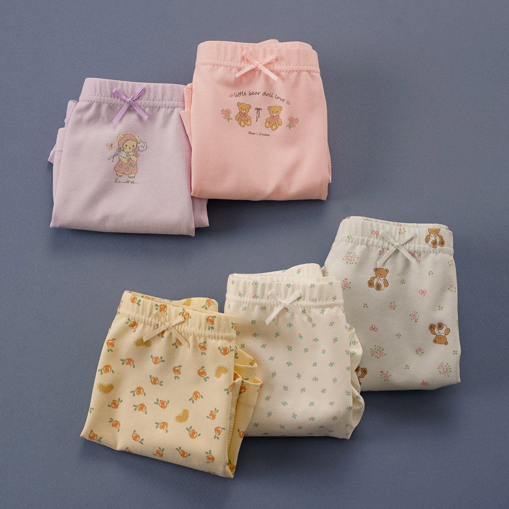 [빌도르] 곰인형 5매 여아 드로즈 사각 아동 키즈 어린이 팬티 세트