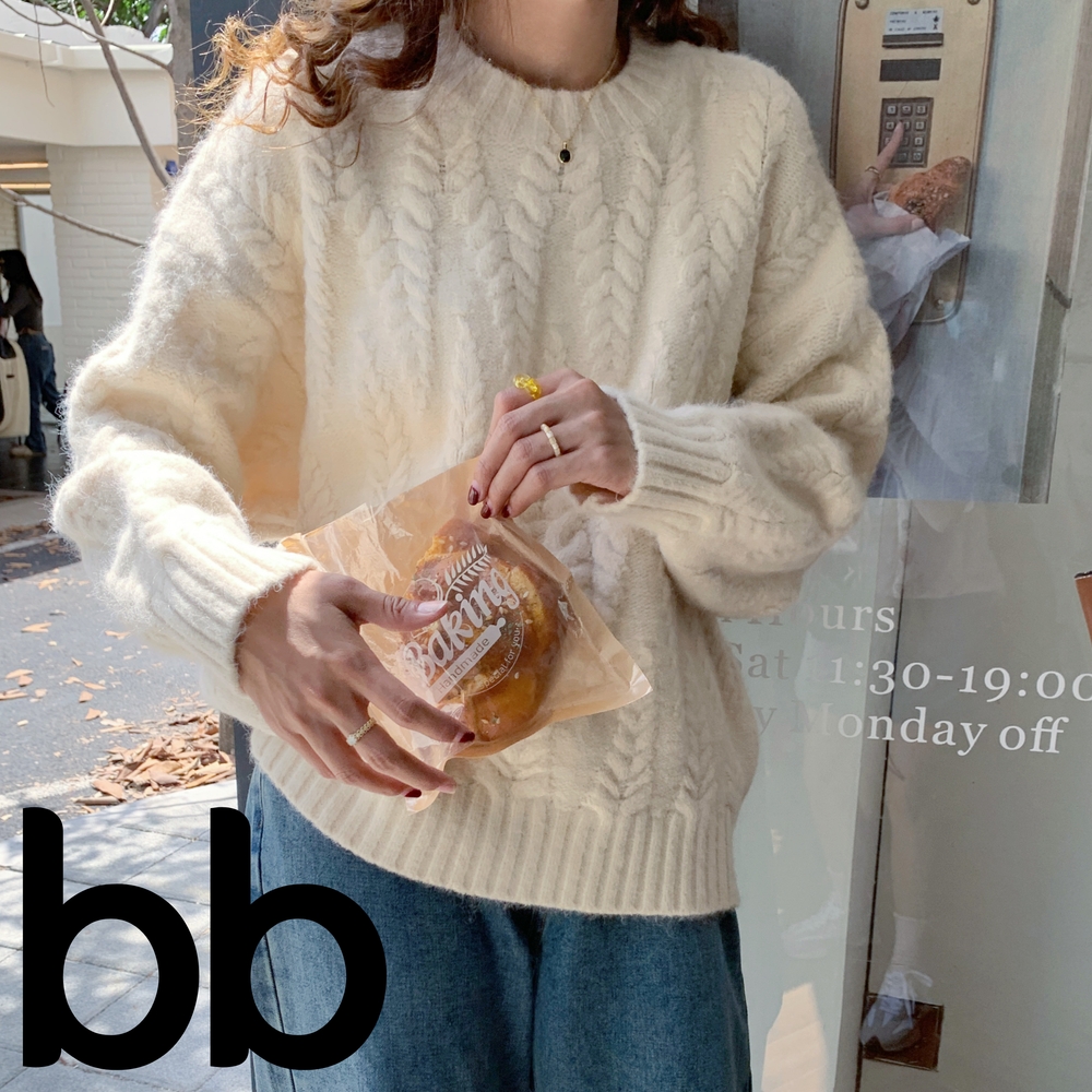 코발드블루니트 하늘색 파란색 소라색 코발트 라운드 꽈배기 스웨터 루즈핏 부드러운 블루 S - 상세 이미지 3