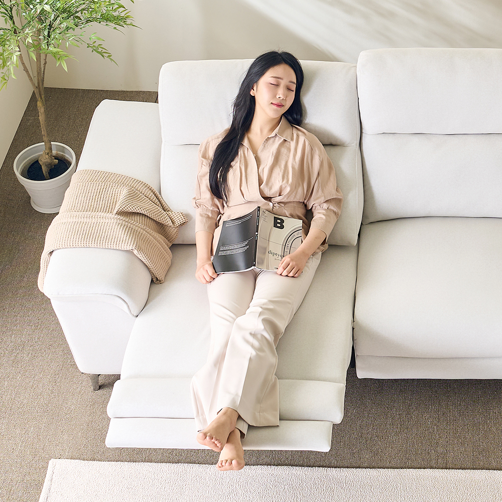 토스카 전동 무빙 리클라이너 아쿠아텍스 패브릭 소파 스툴미포함, 그레이, 4인용