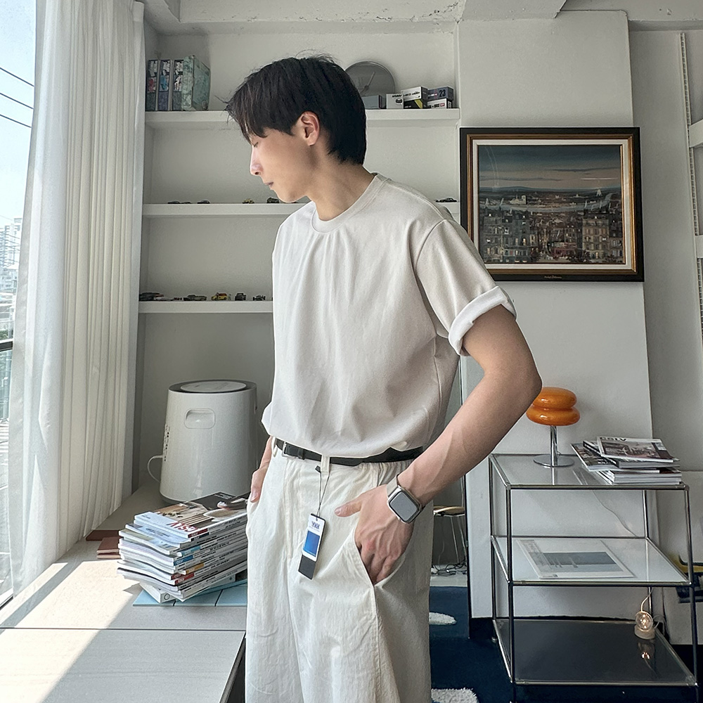 남자 오버핏반팔 이너 레이어드 티셔츠 흰티 비침없는 남자 반팔티 - 상품 이미지