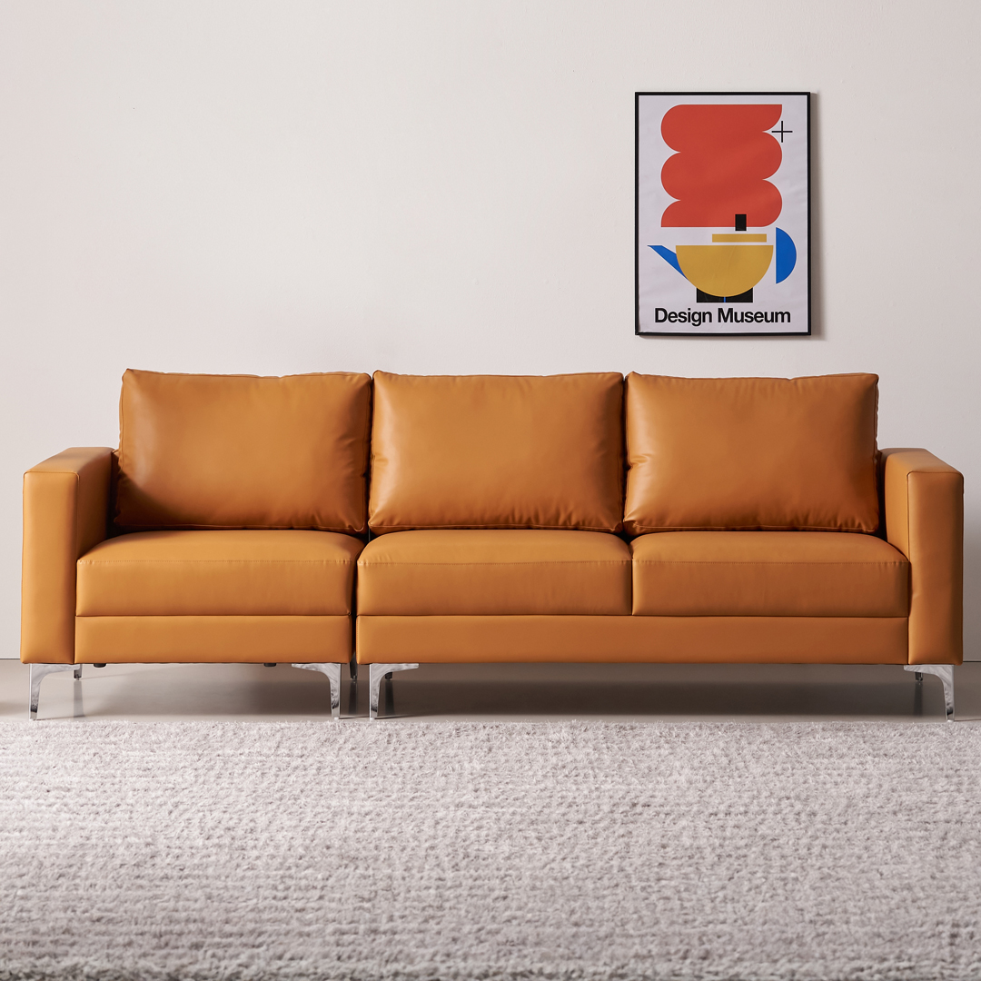 [수오]데이 포켓스프링 에어홀 실리콘 가죽 소파 4인용