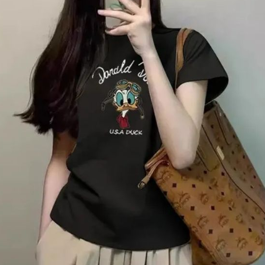 여성 티셔츠 여름 기본 데일리 라운드넥 캐쥬얼 심플 여자 가을 봄 반팔 무지 20대 순면 - 상품 이미지