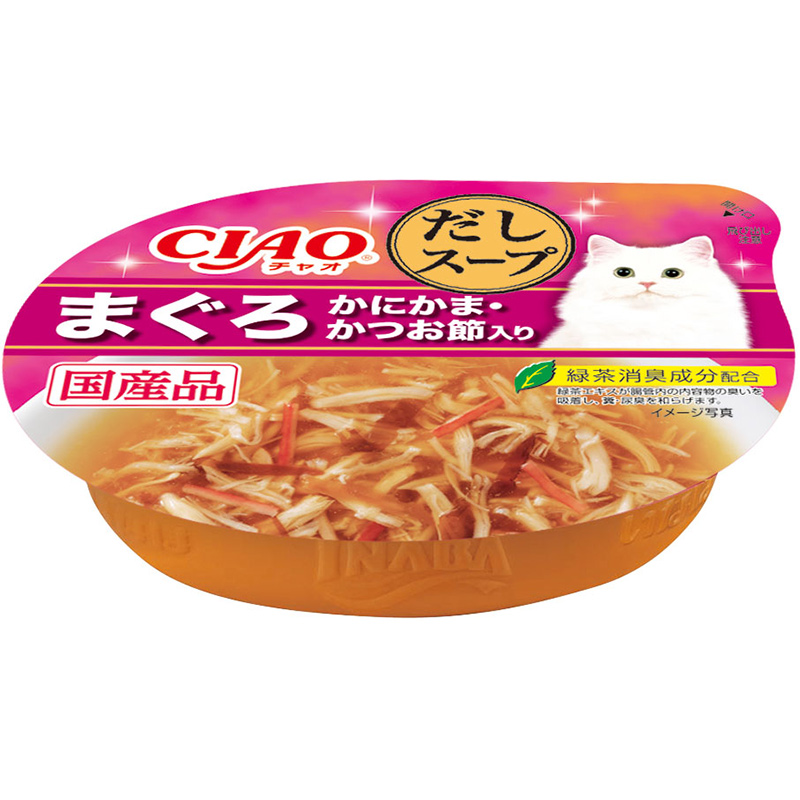 일본 참치 게맛살 가쓰오부시 이나바 펫푸드 CIAO 챠오 다시 스프 컵 60g NC-51 고양이사료 - 상품 이미지