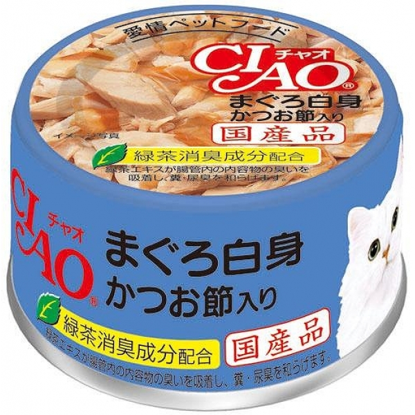 일본 참치 흰살 가쓰오부시 포함 이나바 펫푸드 CIAO 챤 캔 85g A-85 고양이사료 - 상품 이미지