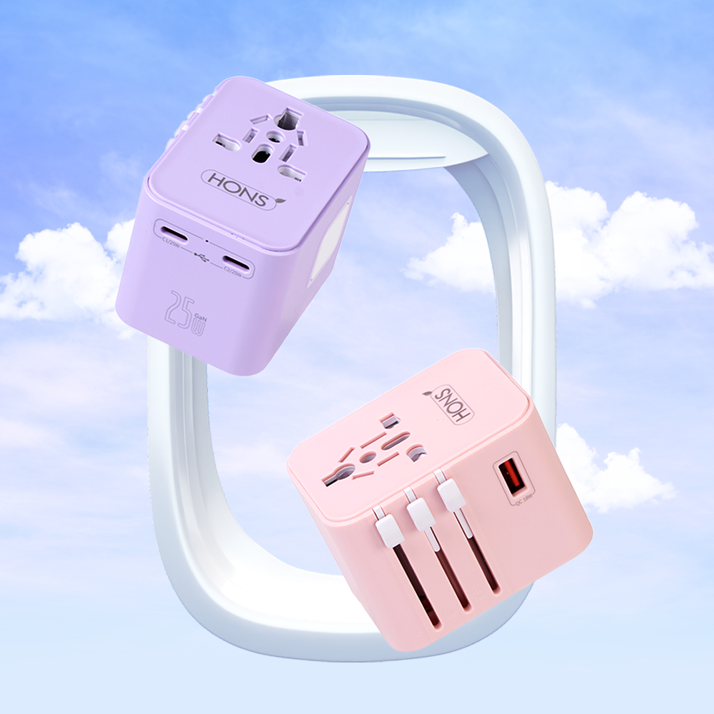 혼스 PD25W GaN 초고속 2500W 해외 여행용 멀티 어댑터 HSTA-25W3 핑크 - 상세 이미지 2