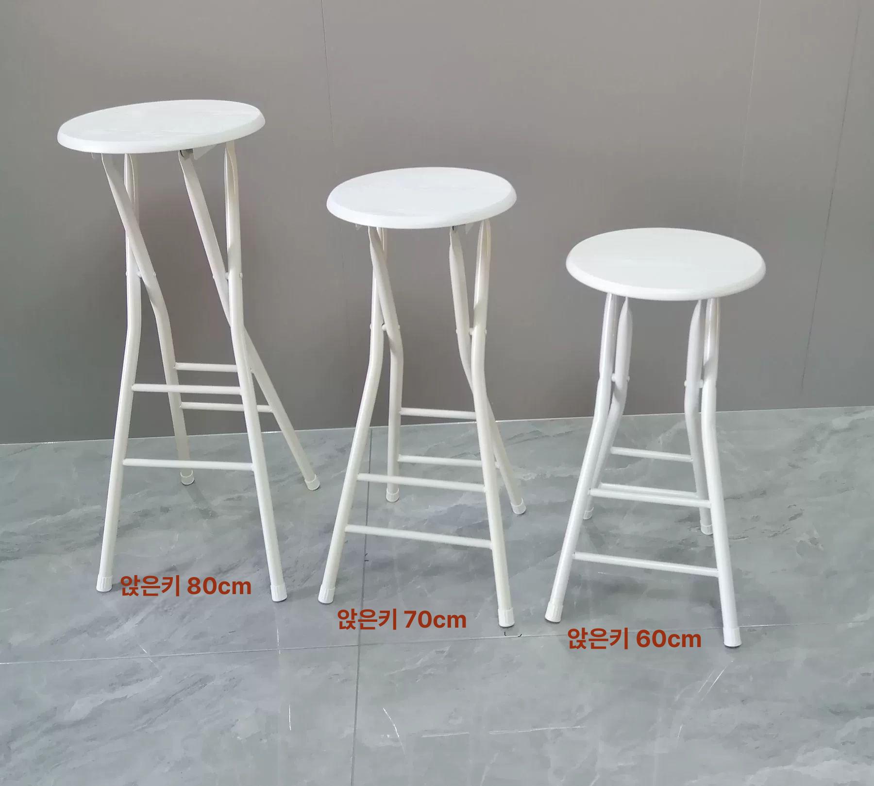 접이식 높은의자 카운터 원형 간이 높은 소프트패드 철제 70CM 높이의 실버 쿠션 - 상세 이미지 5