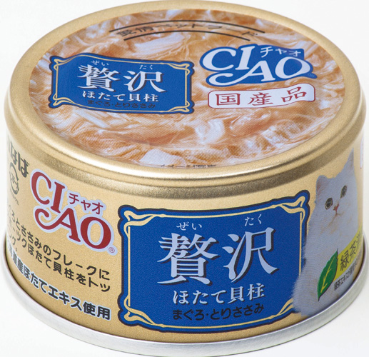 일본 고급 가리비 조개관자 참치 & 닭가슴살 이나바 펫푸드 CIAO 챠오 제이타크 캔 80g A-142 고양이사료 - 상품 이미지