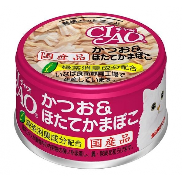 일본 가다랑어 & 가리비 어묵 이나바 펫푸드 CIAO 챠오 캔 85g A-13 고양이사료 - 상품 이미지