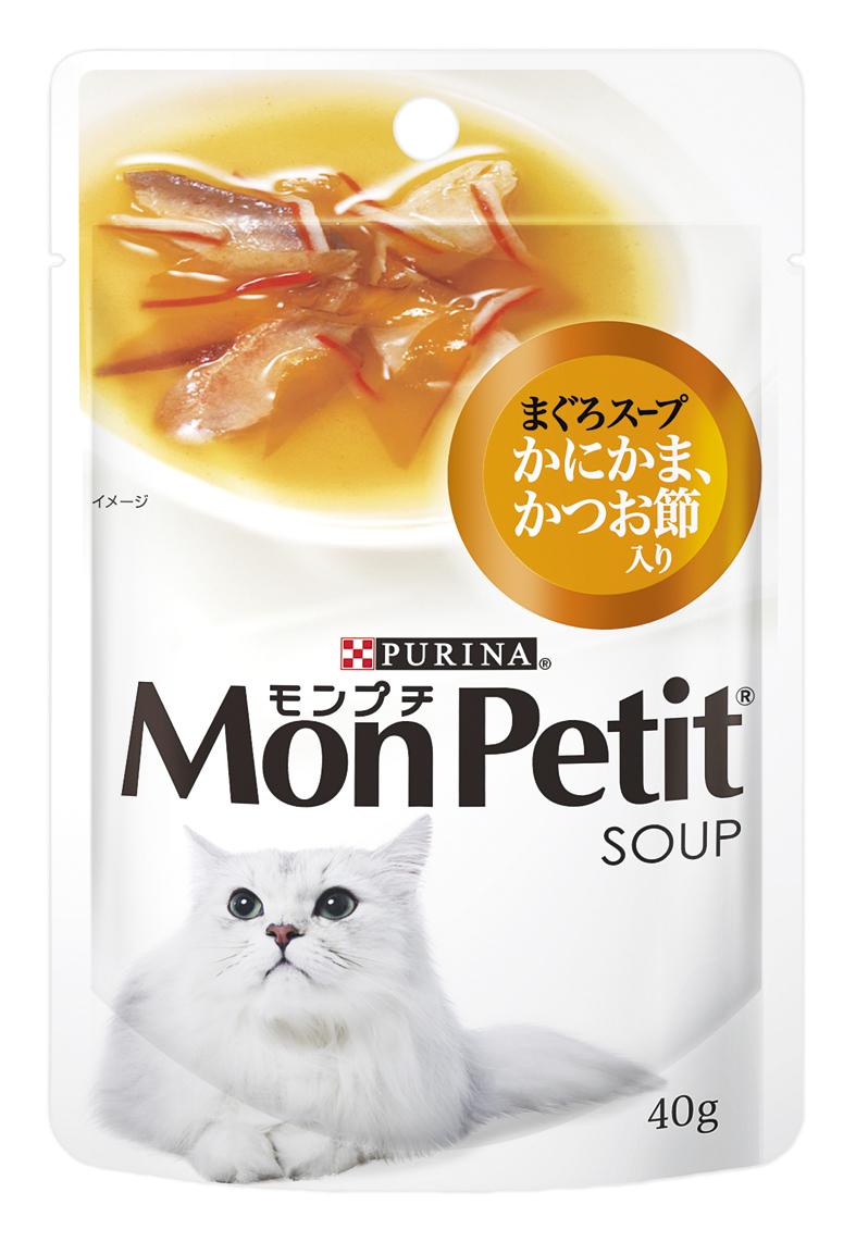 일본 참치 스프 게맛살 & 가쓰오부시 첨가 네슬레 퓨리나 몬페티 몽쁘띠 쁘띠럭스 스프 파우치 40g 고양이사료 - 상품 이미지