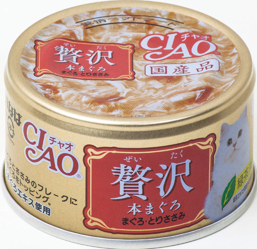 일본 참치 닭가슴살 이나바 펫푸드 CIAO 챠오 제이타쿠 혼마구로 80g A-141 고양이사료 - 상품 이미지