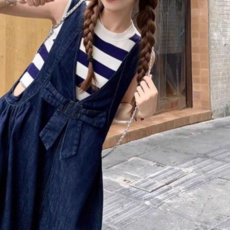 진청 데님 멜빵원피스 반바지 점프수트 bying24 이미지 6