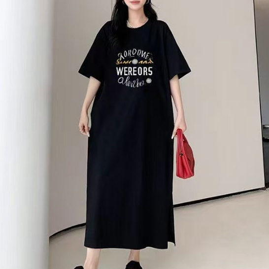 반팔 원피스 여자 간절기 무지 겨울 가을 봄 임산부 외출복 오버핏 영문 밑단 트임 여성 - 상품 이미지