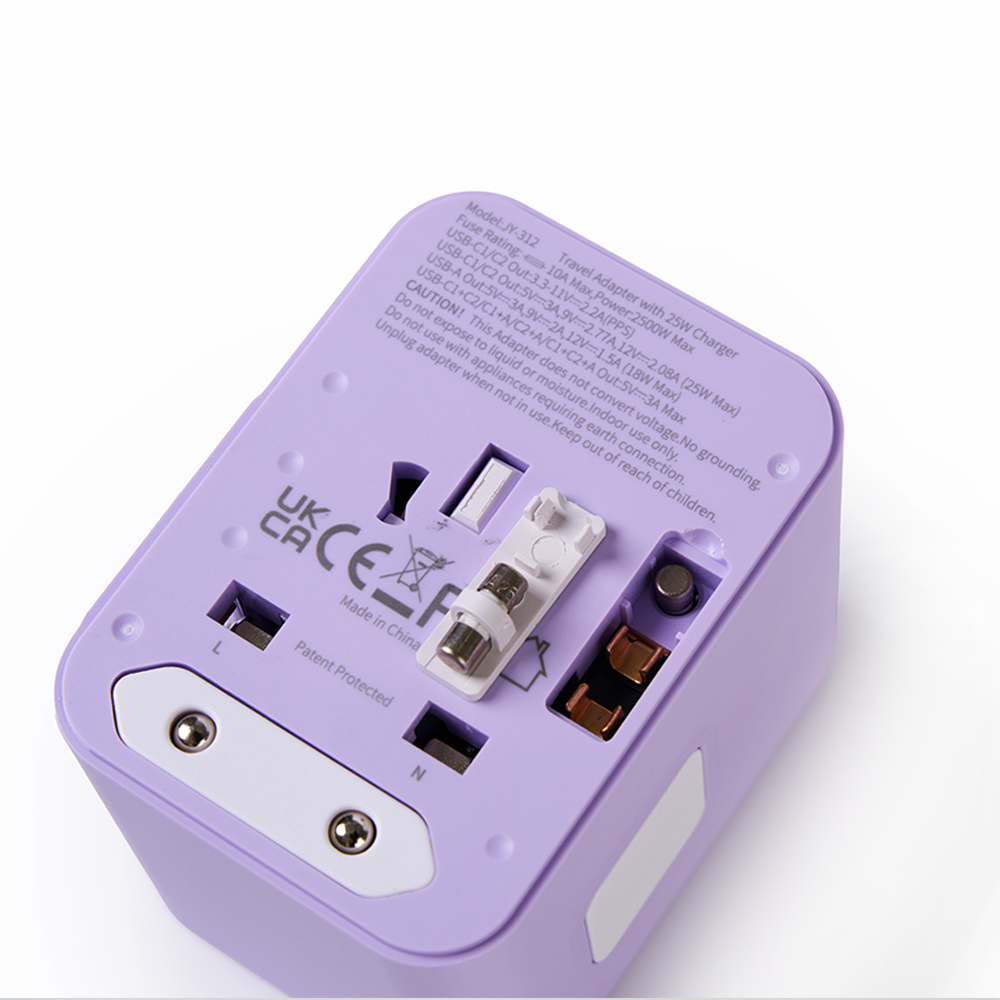 혼스 PD25W GaN 초고속 2500W 해외 여행용 멀티 어댑터 HSTA-25W3 핑크 - 상세 이미지 5