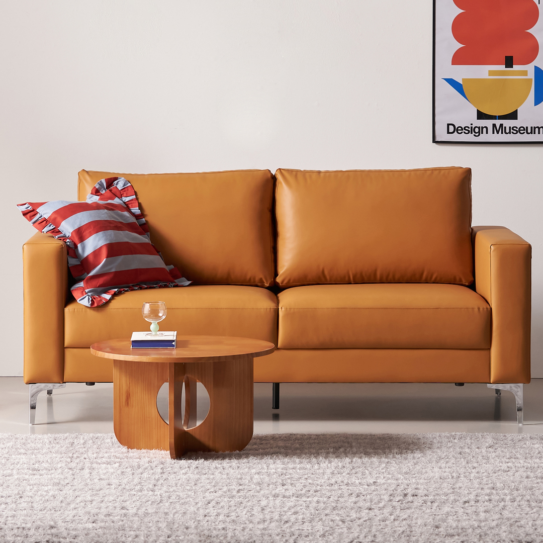 [수오]데이 포켓스프링 에어홀 실리콘 가죽 소파 3인용