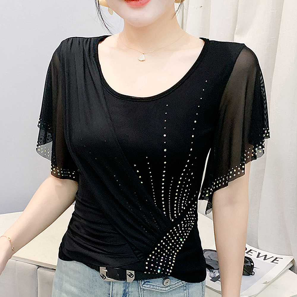 여성 라인댄스복 상의 숄더레이어탑 라인댄스 옷 라틴 의상 이미지 6