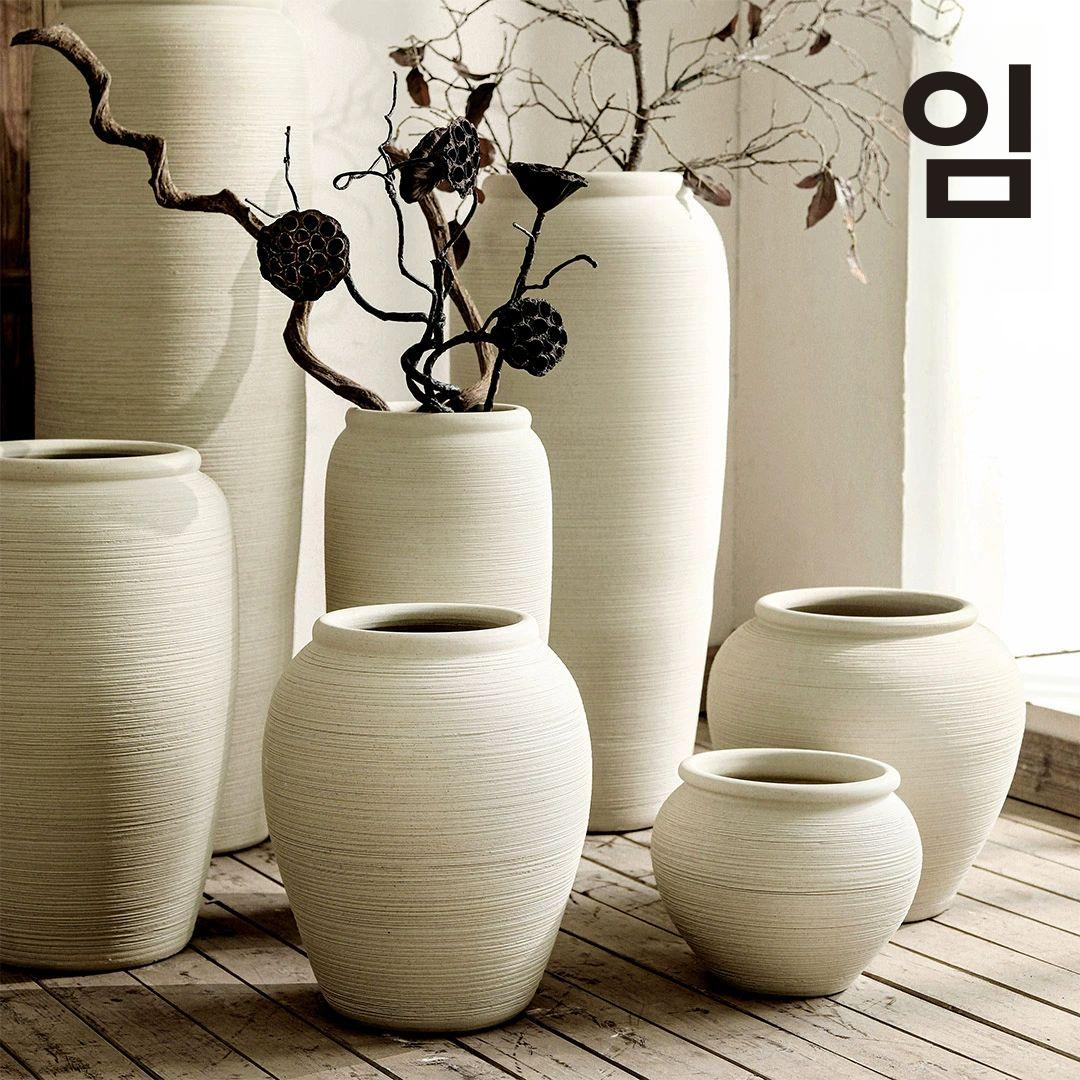 대형 도자기 화병 북유럽 빈티지 집들이선물 달항아리 문화이트 10호 11호 12호 3종 세트 - 상세 이미지 4