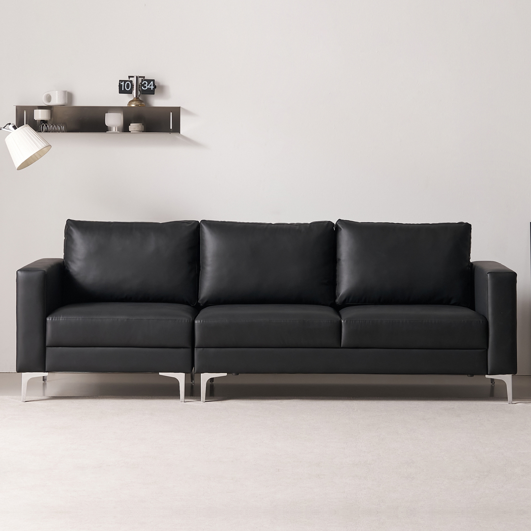 [수오]데이 포켓스프링 에어홀 실리콘 가죽 소파 4인용