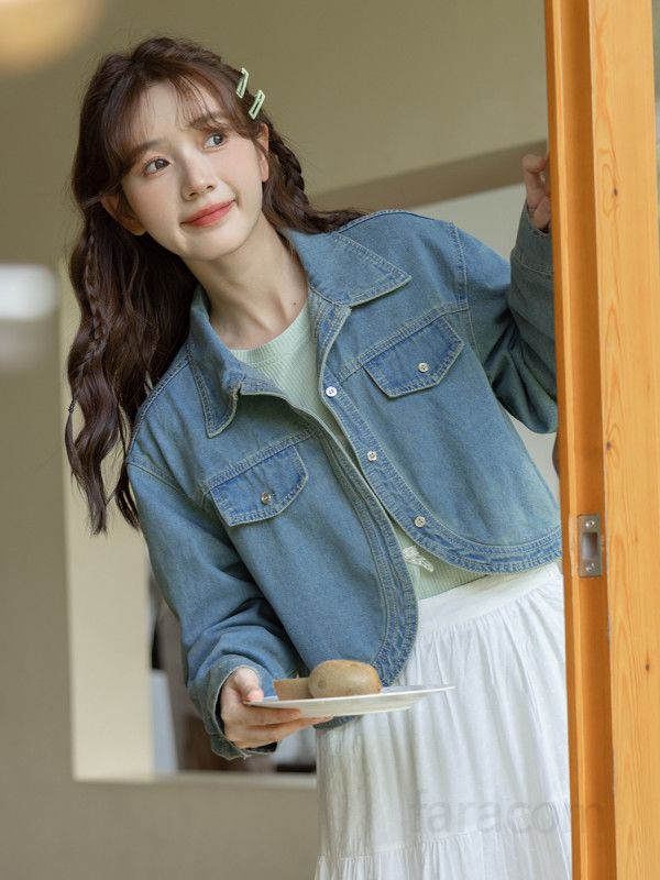 여성 데님 셔츠 재킷 루즈핏 캐주얼 자켓 가을용 데일리 스타일 편안한 착용감 모던한 디자인 데님 코디 청자켓 - 상세 이미지 5
