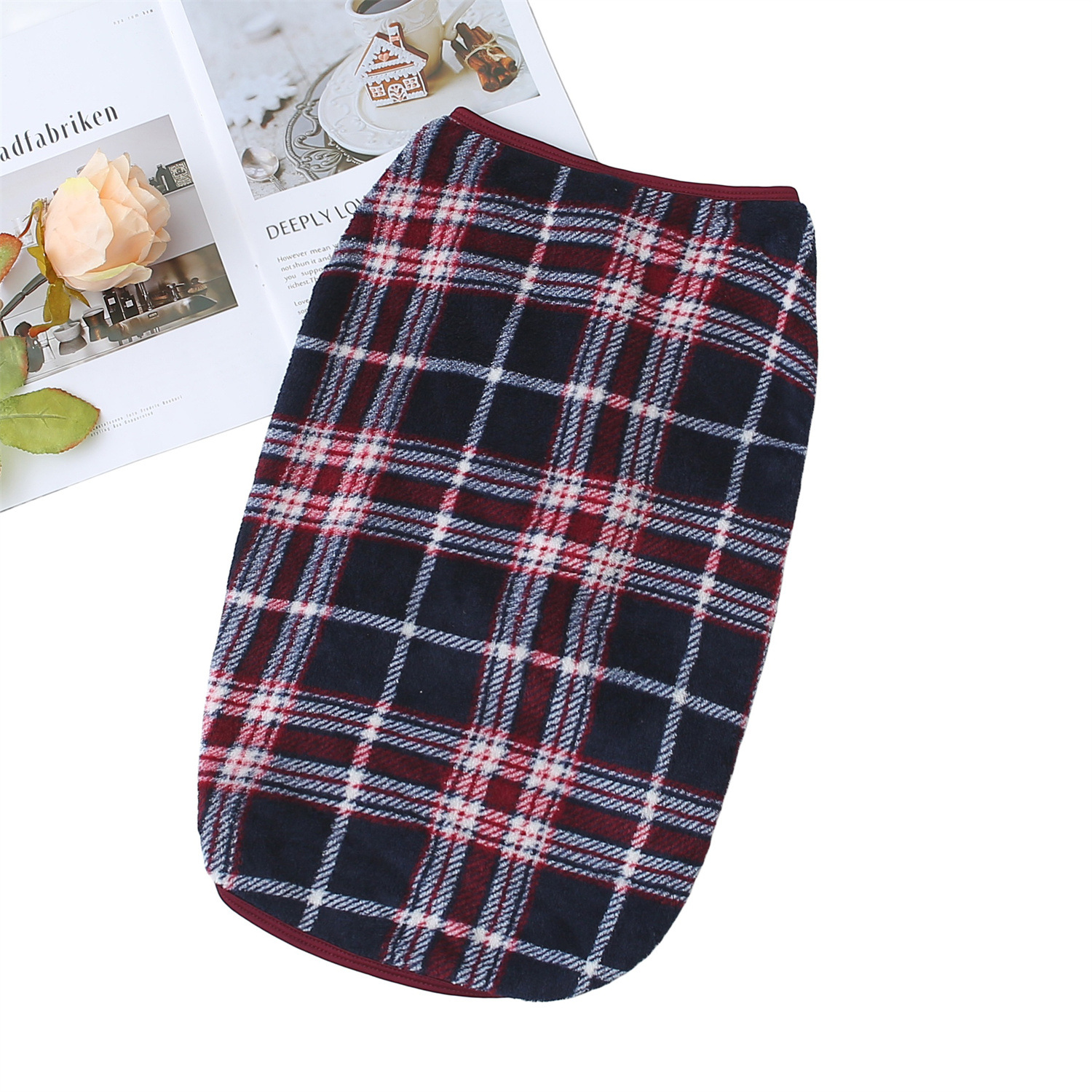 위드레오 강아지 겨울 조끼 대형견 옷 후리스 중형견옷 체크, 블루레드, S