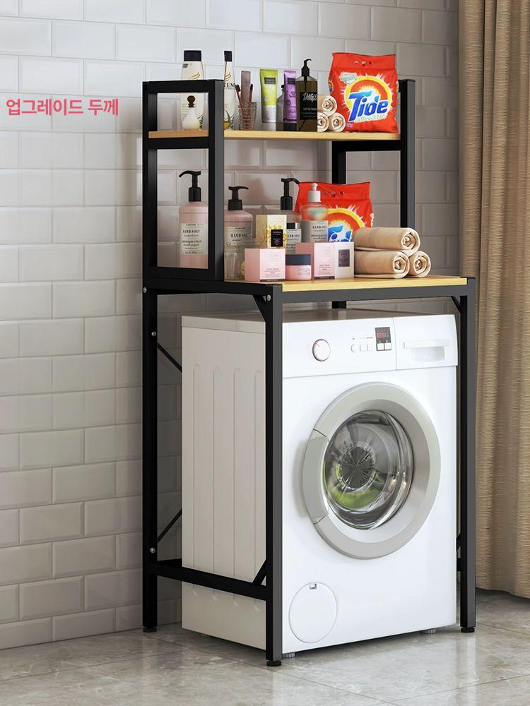 밥솥 수납 다이 주방 틈새 정리대 선반 오븐 레인지 두꺼운 롤 1층 갈색 오크+블랙 프레임 - 상세 이미지 3