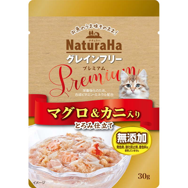 일본 참치 & 게 함유 마루칸 선라이즈 내추럴하 그레인 프리 Premium 걸쭉한 타입 30g 고양이사료 - 상품 이미지